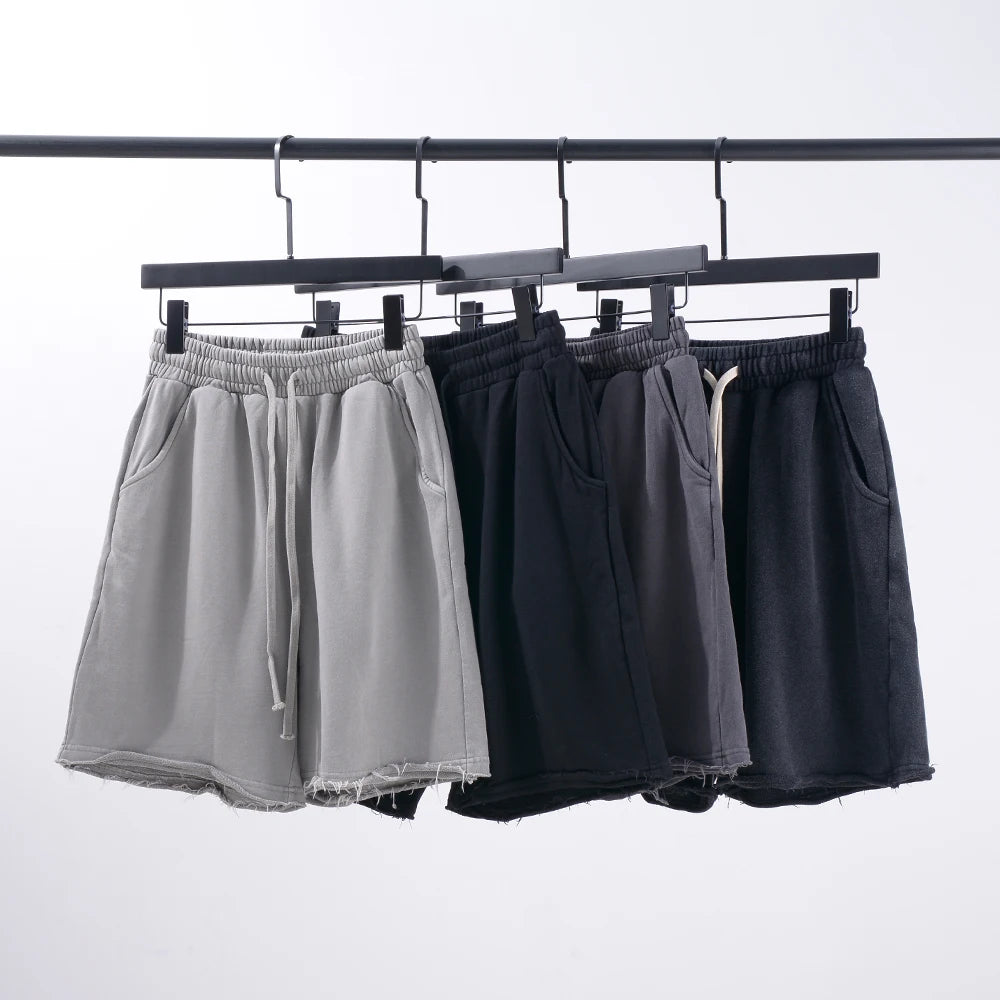 Sandian Custom Logo Heavy Cotton Shorts French Terry Raw Hem Shorts Acid Washed Sweat Shorts Unisex
