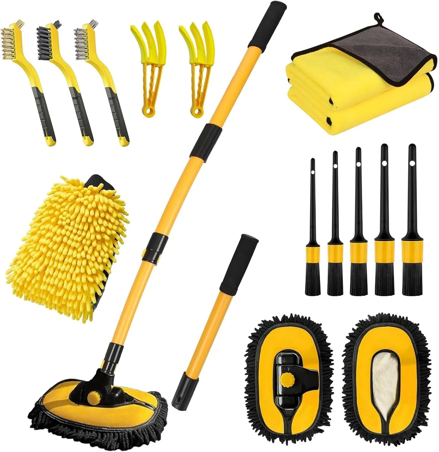 Factory Wholesale Yellow Color 55 Inch with Long Handle  Car Wash Mop Car Wash Kit for Cars RV Truck Boat