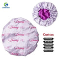 CHENGHE Custom Satin Shower Braid Bonnet Adjustable Sleeping Cap for Women Designed Waterproof Double Layer Silk Hair Wraps