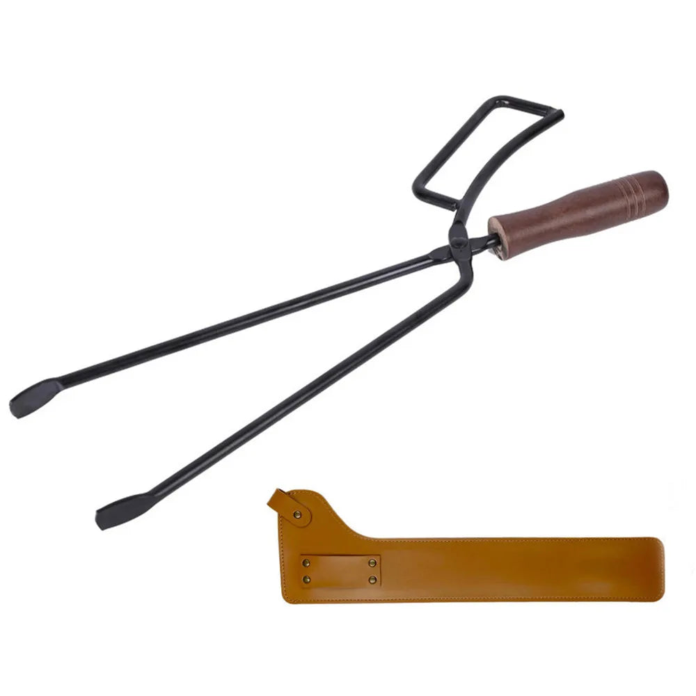 Portable Outdoor Camping BBQ Bonfire Stove Fireplace Barbecue Charcoal Clip with Anti-Scalding Fire Tongs and Leather Cover