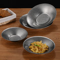 Korean Style Round Stainless Steel Tableware Pasta Spaghetti Plate Retro Vintage Metal Dessert Fruit Plates for Restaurant