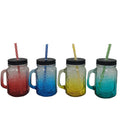 In Stock Factory Colorful 500ml Red 16oz Square Glass Mason Jars Screw Cap Screen Printed Carton Packed
