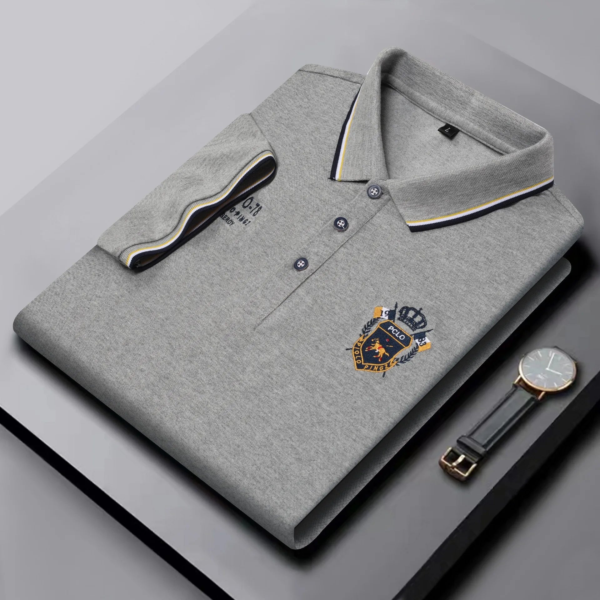 Custom Men's Polo Shirts New Fashion Cotton Polyester T-Shirts Button Decoration XL Size Short Sleeve Jersey Striped Print