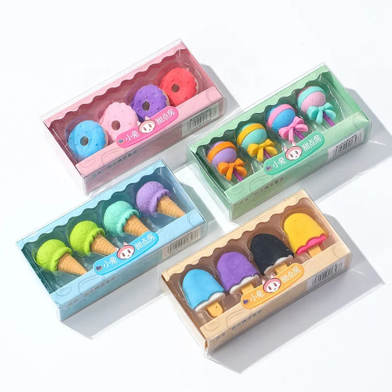 Soododo Wholesale Free Shipping Promotional Collectable 3D Rubber Pencil Dessert Erasers for Kids