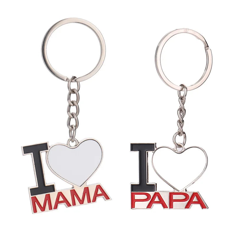 RubySub Metal LOVE DAD PAPA Sublimation Keychain Blanks Custom Keychain for Father's Day