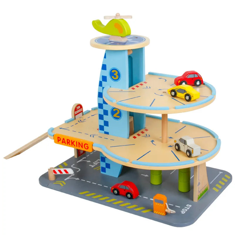 Children'S Wooden Parking Garage Car Race Toys Sets Montessori Educational OEM Parent-Child Family Games Birthday Gifts for Kids