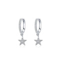 Hot Style 925 Sterling Silver Five-pointed Star Earrings Charm Dangle Drop Star Pendant Hoop Earrings