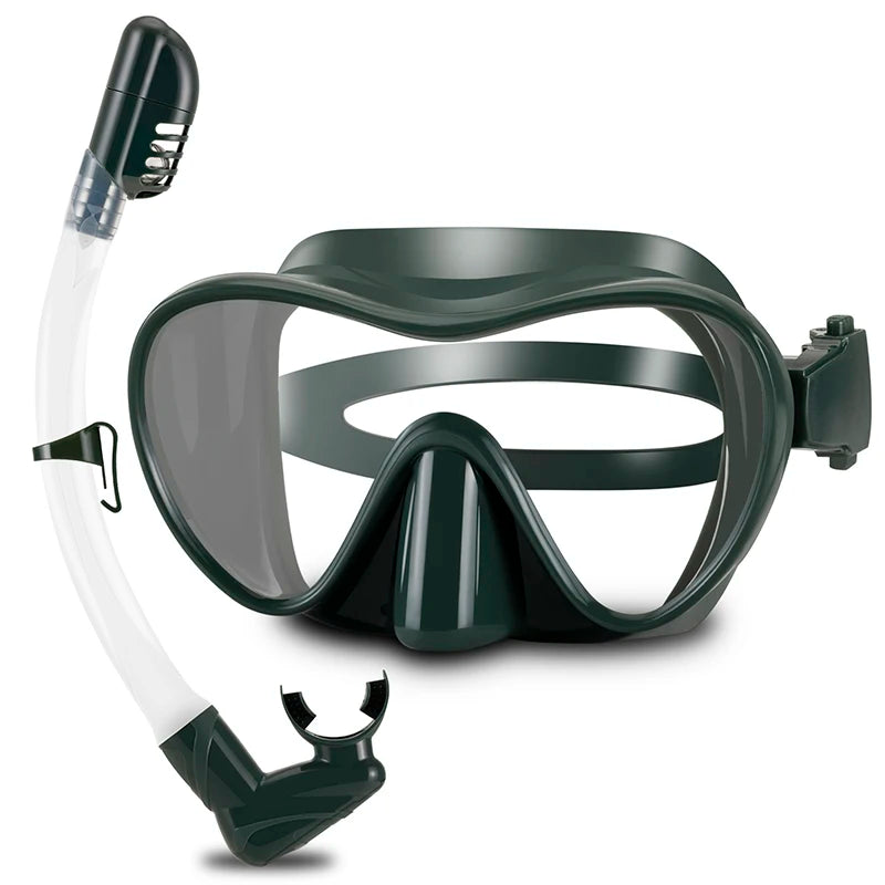 New Design Tempered Glass Lens Silicone Wide Vision Diving Two Piece scuba Snorkel Mask Set