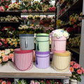Stock (Customizable)  Stripe Pattern Round Flower Box Large Tassel Bucket 3 Piece Set Cylindrical Portable Flower Bucket
