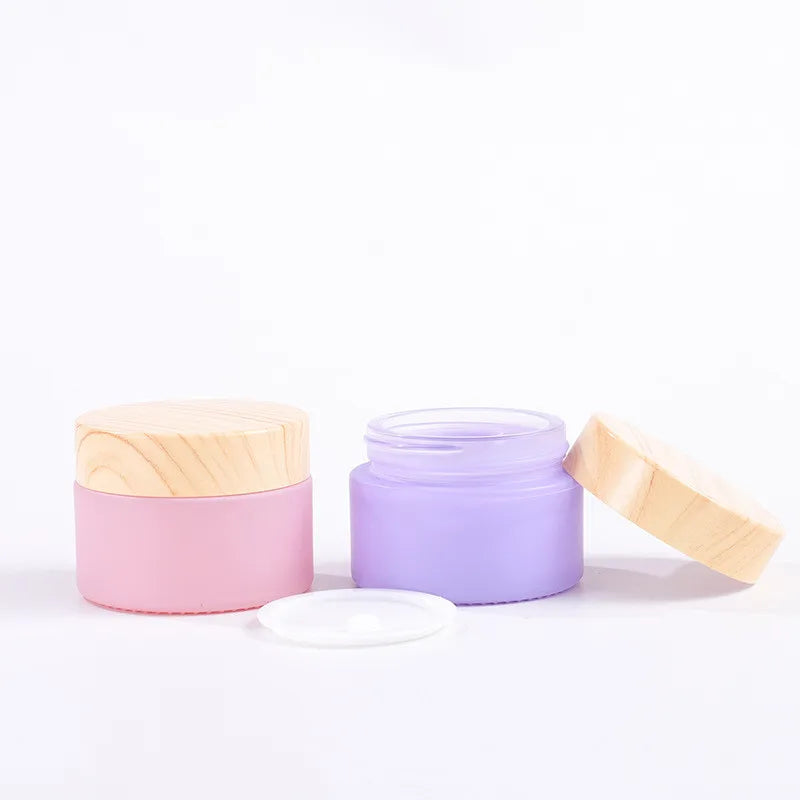 Luxury Elegant pink Glass Packaging Set Skincare Cosmetic Cream Jar Containers Empty Lotion Glass Frosted Spray Bottle