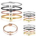Custom Initial A-Z Letter Stainless Steel Jewelry Heart Charm Bracelet