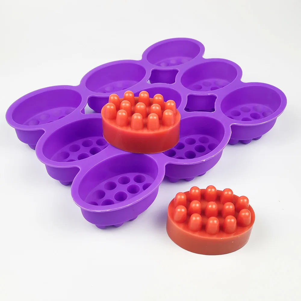 9-Cavity Nonstick Massage Bar Silicone Mold for DIY Soap Making Handmade Soap Mold