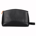 Plain Portable Hanging High Quality Handmade Custom Logo Large Soft Leather Cosmetic Bag Travel Makeup Pouch Bag Zipper Closure