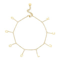 Waterproof PVD 14K Gold Plated Stainless Steel Jewelry  Charm Bracelet GOOD LUCK Letters Charm Anklet A215002