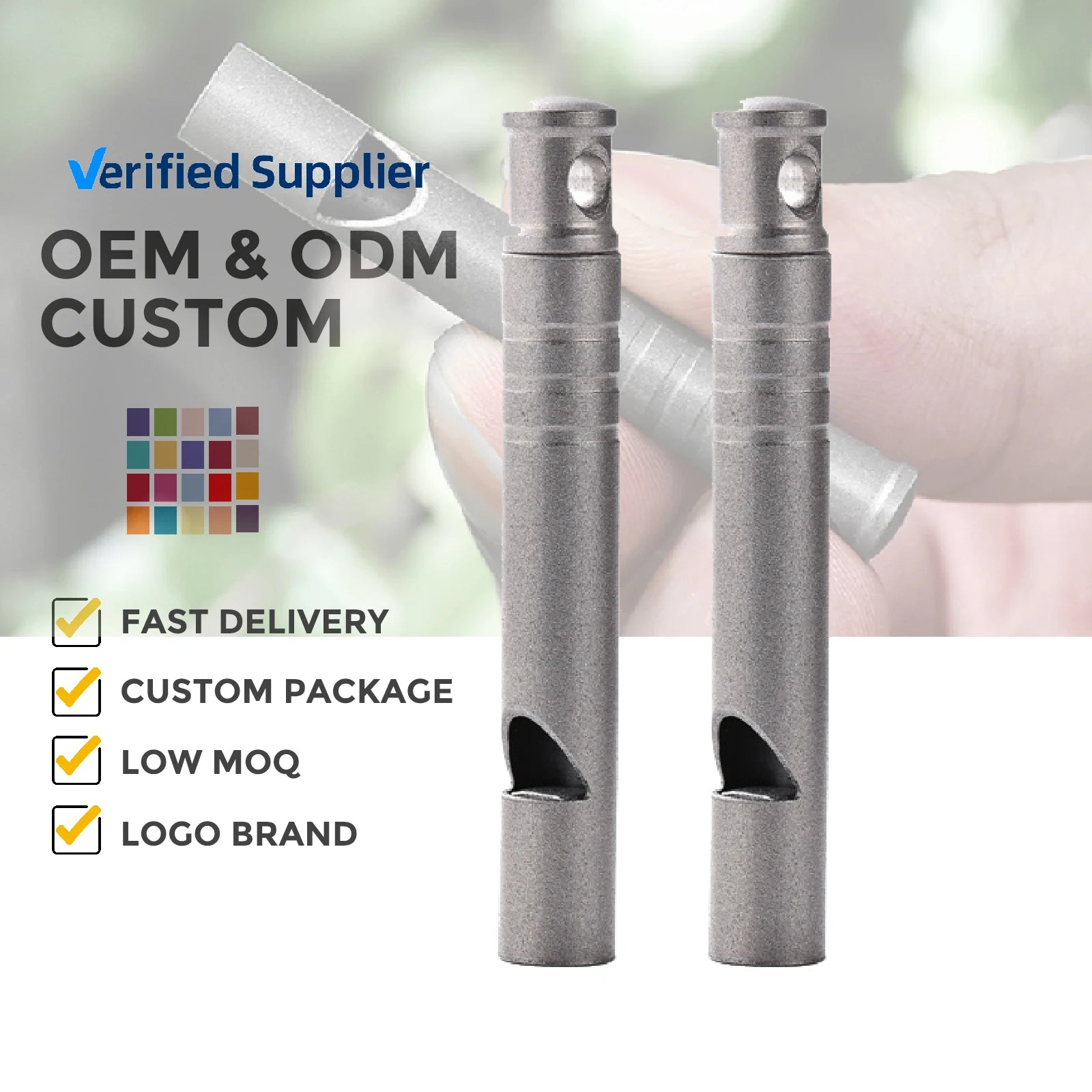 Custom Printed Logo 120db Titanium Emergency Safety Whistle Loud Sound Survival Jacket and Life Vest for Outdoor Hiking