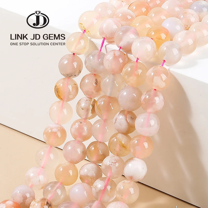 6-16mm New Natural Cherry Blossoms Agate Pink Loose Beads for Jewelry Making Diy Bracelet Necklace Women Gifts