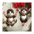 Creative Rose Cat Keychain Double-sided Printing Cute Cartoon Kitten Car Pendant Acrylic Keychain for Girls Valentine's Day Gift