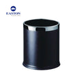 5 Star Hotel Leatherette Wrapped Outside Round 10l Bin Plastic Liner Metal Matt Back Finished Waste Bin