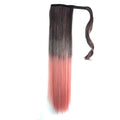 12A Ombre Long Straight Synthetic Hair Wrap Soft Knit Ponytail Beanie Extensions High Temperature Fiber Natural Fake Hair Clip