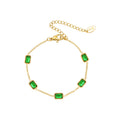 Hot Selling Stainless Steel Bracelet for Girls Square Emerald Zircon with Gold Plating Trendy Designs