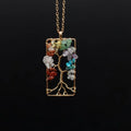 Reiki Natural Crystal Pendant for Women 7 Chakra Rectangle Copper Wire Wrap Tree of Life Necklace Jewelry