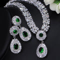 Popular American Style Full Cubic Zircon Inlay Water Drop Shape Pendant Wedding Bridal Jewelry Set for Women Honorable Jewelry