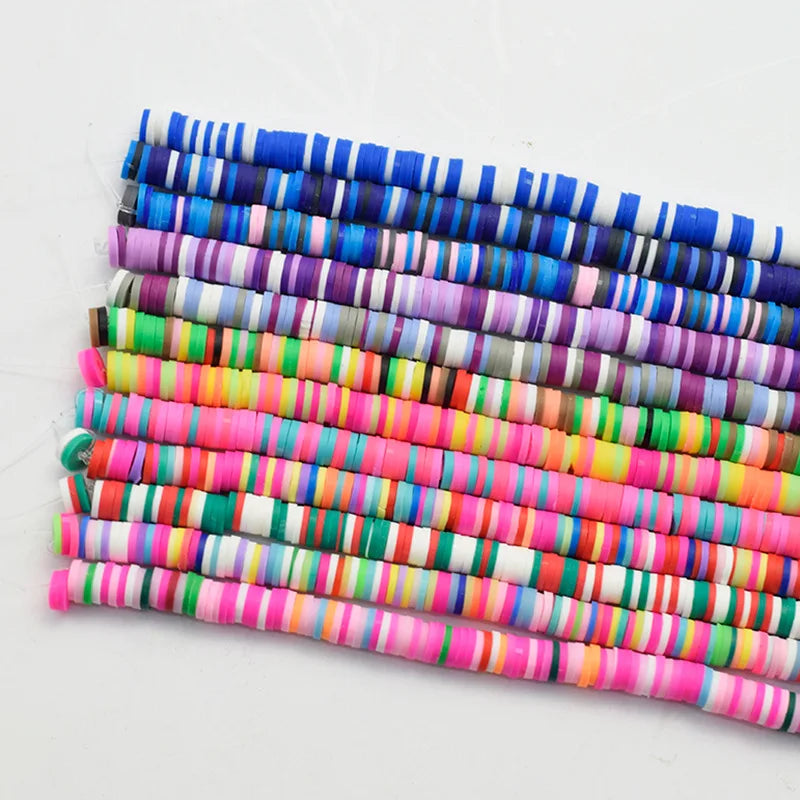 4/6mm Colors Flat Round Clay Slices Beads Loose Polymer Spacer Bead for Jewelry Making Needlework DIY Bracelets Necklace 350Pcs