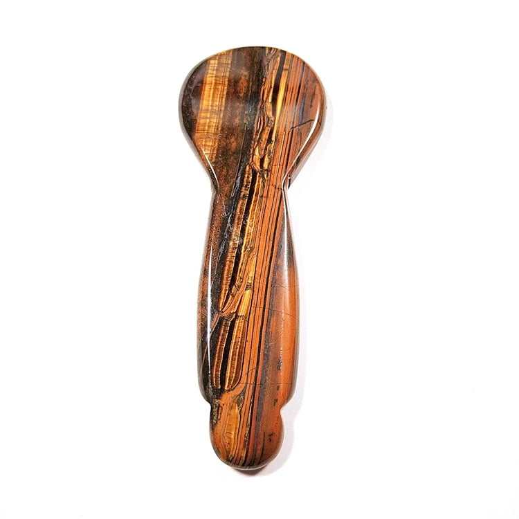 Diy Factory Supply Natural Polished Yellow Tiger Eye Ice Cream Spoons Heated Gua Sha Tools for Eye