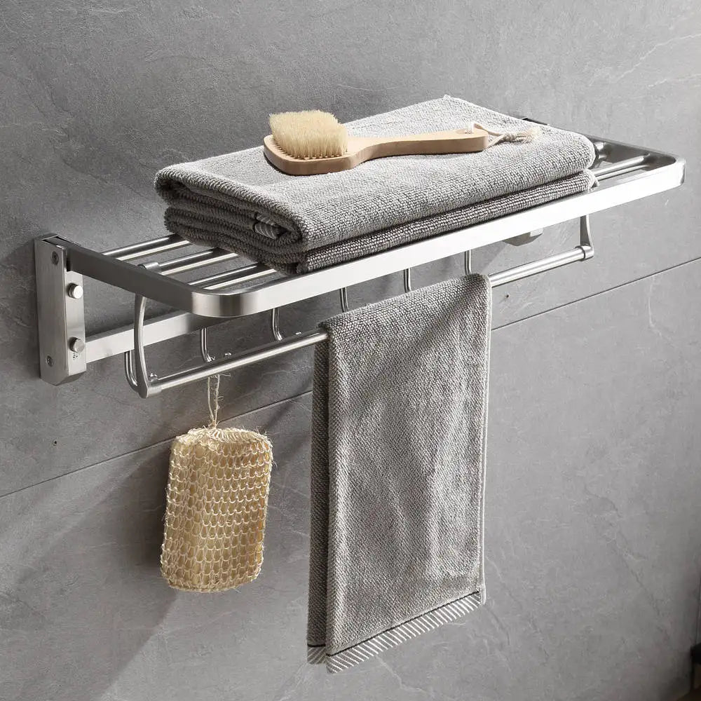 Durable Modern Fixed 23.6 Inch Bath Towel Shelf 304 Stainless Steel Rust Proof Wall Mounted Towel Rack for Bathroom