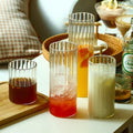 New Transparent 350ml 450ml 550ml Wine Juice Milk High Borosilicate Glass Sustainable European Style Vertical Striped Coffee