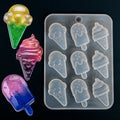 Hot Sale Cute Resin Epoxy Pendant Mold DIY 9 Cavity  Ice Cream Shaped Silicone Resin Casting Molds