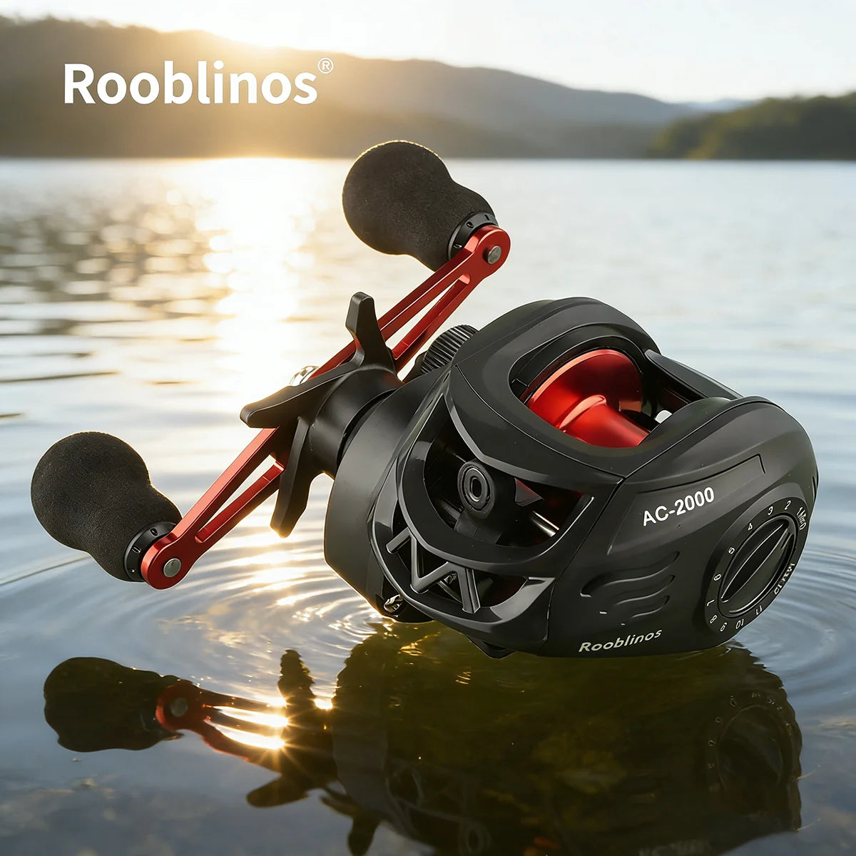 [Germany Stock] Rooblinos AC Waterdrop Left Hand Baitcasting Reel 7.2:1 Gear Ratio Anti-Reverse System for Stream Lake Fishing