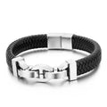 Men's Simple Stainless Steel Braided Leather Bracelet New Fashion Trend Charm Accessories