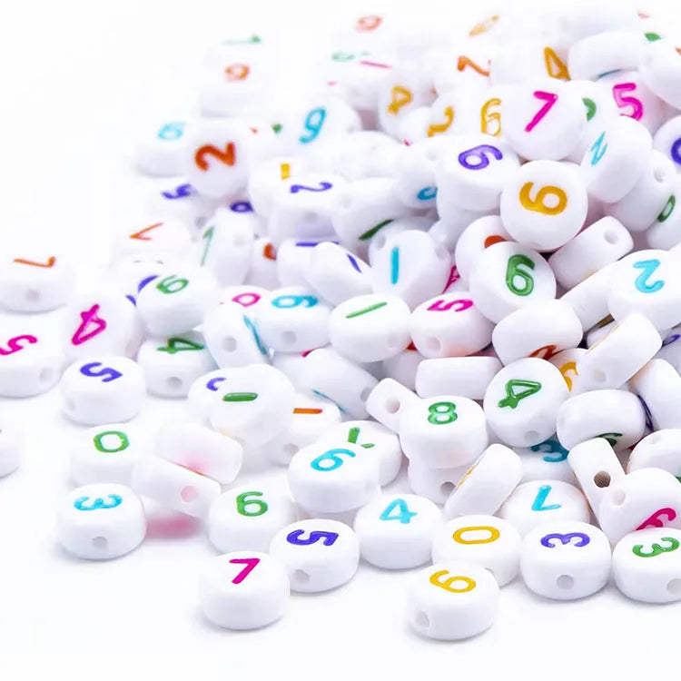 Factory Direct Sale Oblate Color Numbers 0-9 Acrylic Digital Beads for Children Diy and Jewelry Making