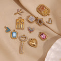 Delicate Jewelry Pendants & Charms Shining Zircon Charm Heart Star Square Key Shaped Gold Plated Stainless Steel Charms