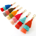 Wholesale DIY Handmade Creative Colorful Tassel Key Chain Bohemia Fashion Cotton Volcanic Stone Bag Key Chain for Women