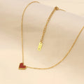 Luxury Vintage Valentines Day Gift Gold Stainless Steel Necklace Acrylic Love Collar Chain Red Heart Necklace for Women