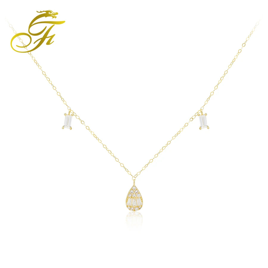 Trendy 18K Gold Pendant Necklace with Solid Gold Chain Link Choker for Women-for Wedding Party or Gift