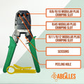 HT-315 3-in-1 Modular Steel Crimping Tool for DIY Cable Cutting Stripping & Crimping (RJ45/RJ12/RJ11/4P4C/4P2C) One Plier