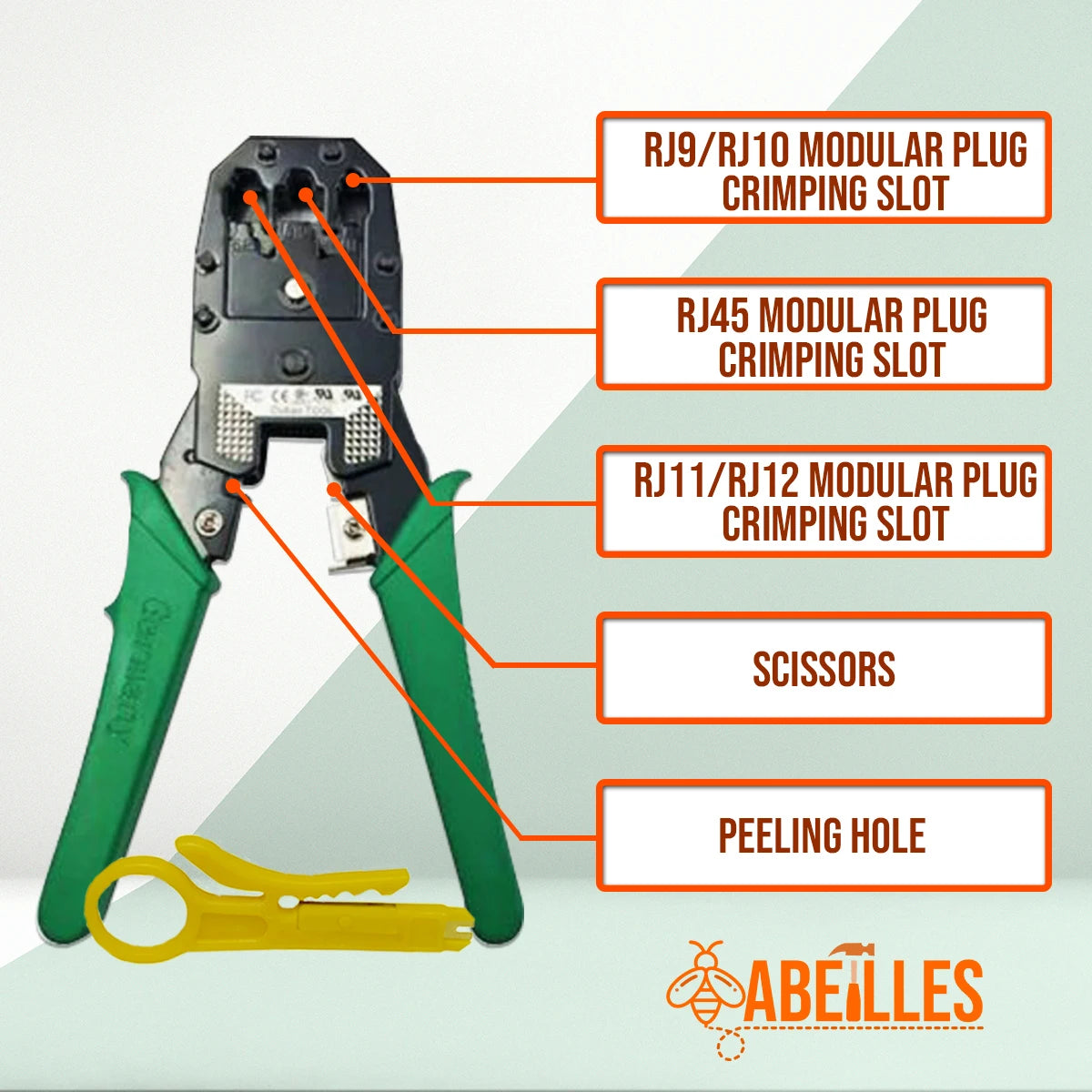 HT-315 3-in-1 Modular Steel Crimping Tool for DIY Cable Cutting Stripping & Crimping (RJ45/RJ12/RJ11/4P4C/4P2C) One Plier
