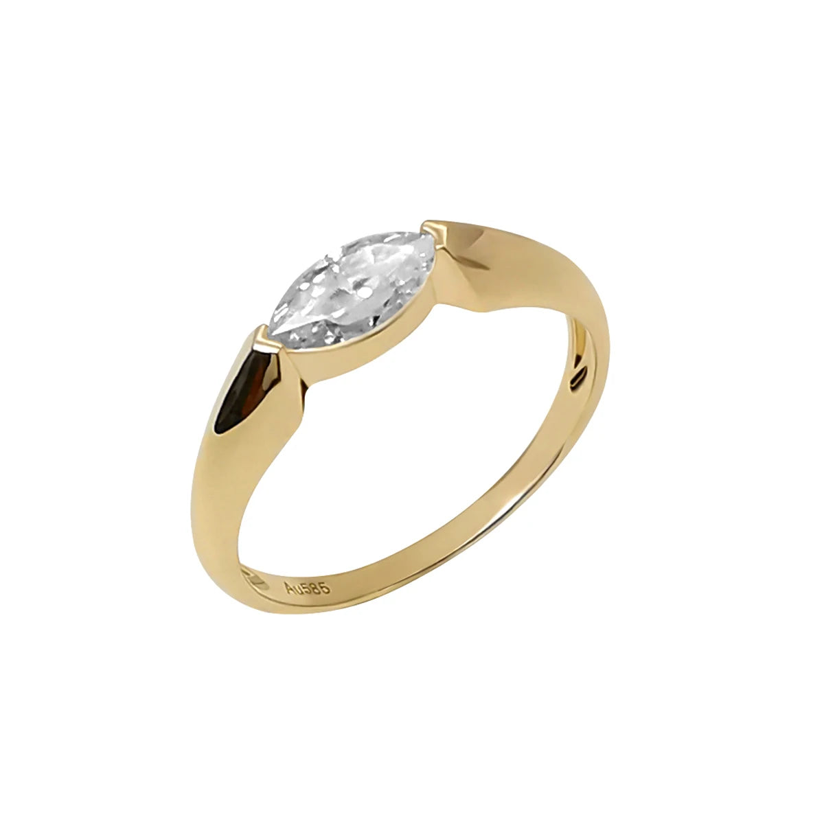AU585 14K Gold Jewelry Solid Yellow Gold Moissanite Rings Engagement Finger Ring Fine Jewelry