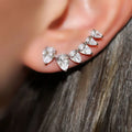 Huitan Exquisite Sliver Cubic Zircon Earrings Jewelry Wholesale Women Ladies Pear Shaped Water Drop Stud Earrings