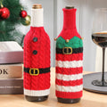 Wholesale New Red Wine Bottle Set Knitted Velvet Wine Bottle Decoration Christmas Home Decoration Christmas Decoration
