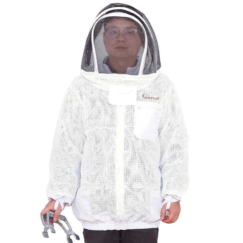 Beestar 3 Layer Round Veil Ventilated Bee Jacket Beekeeping Clothes Suit with Good Quality Fencing Suit