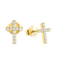 Dropshipping 925 Sterling Silver Minimalist Cross Shape with Cz Diamond Cross Stud Earrings for Women