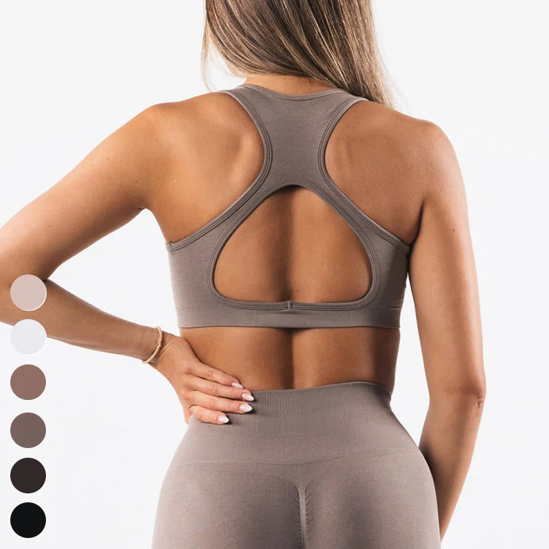 Ladies Running Clothing High Quality Breathable Underwear Racer Back Medium Impact Sports Bra Seamless Yoga Top Sports Bra Women