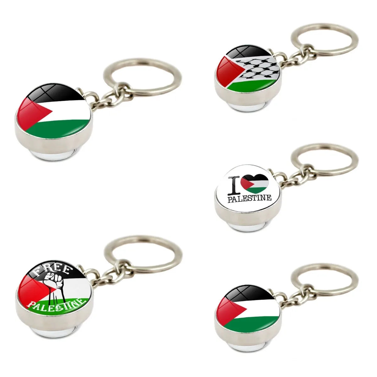 Manufacturer Palestine National Country Flag Design Keychain Promotion Statement Souvenir Gift Crystal Glass Cabochon Key Chain