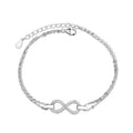 Fine Jewelry Cubic Zirconia Infinity Charm Bracelet 925 Sterling Silver Double Layer Chain Bracelet For Women Girls Gifts