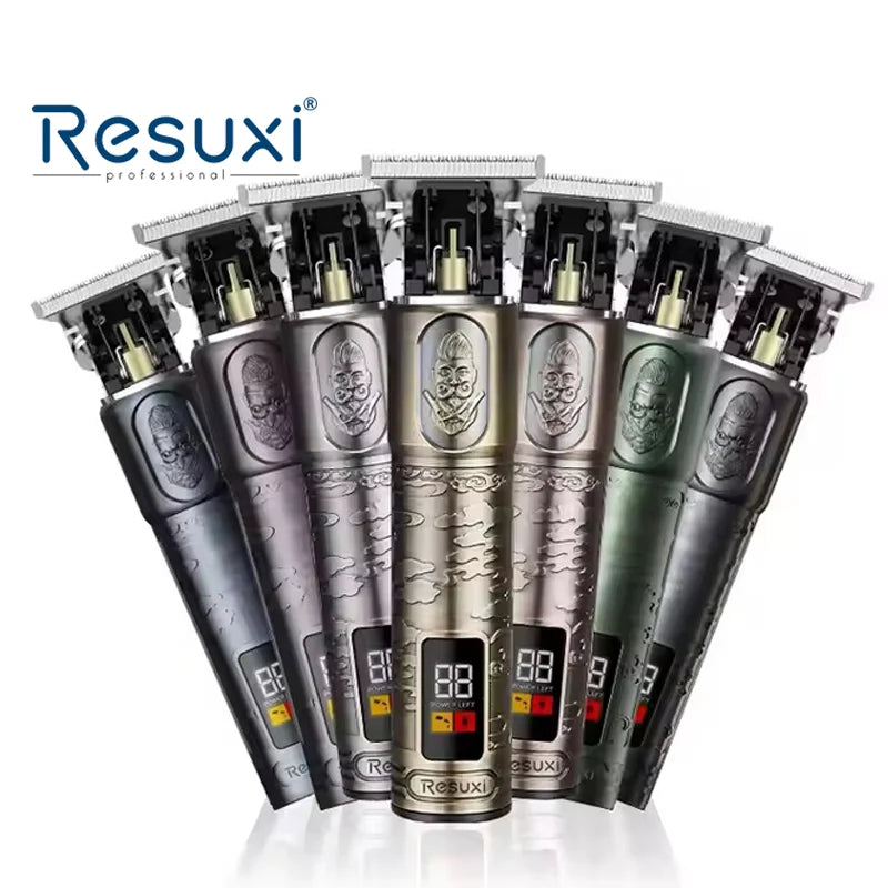 Resuxi JM711 All Metal Barber Professional Hair Clippers Hair Cutting Machine Electric Cordless LCD Hair Trimmer for Man