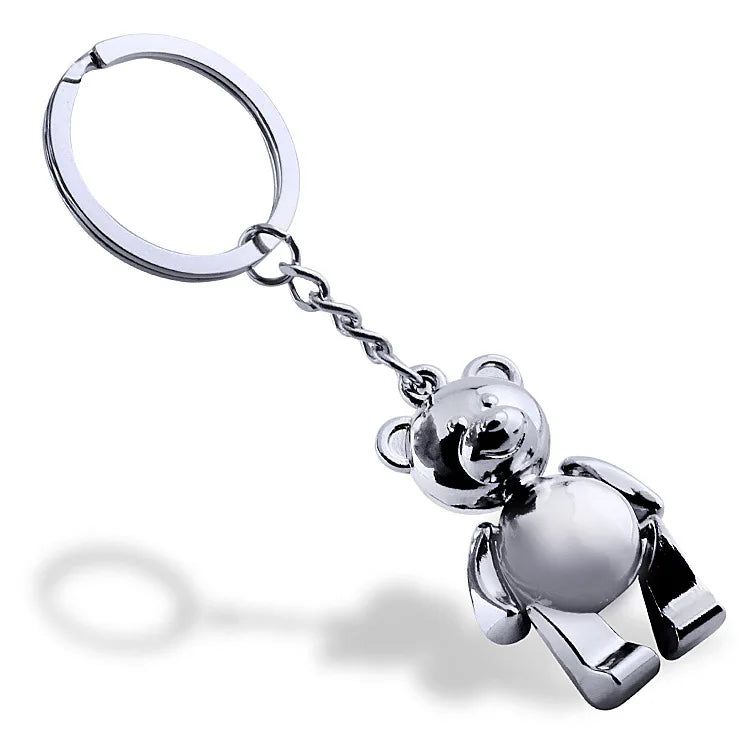 Best Selling Custom Logo 3D Cute Metal Bear Keychain Movable Teddy Bear Keychain Limbs Activity